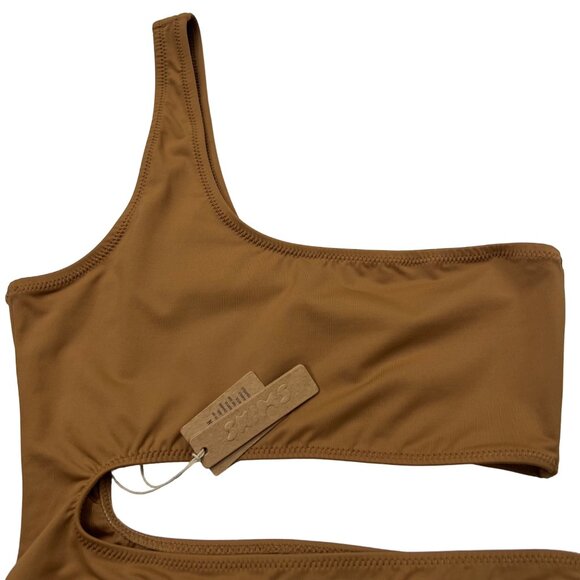 SKIMS Swim One Shoulder Monokini Almond Womens Small - Picture 4 of 12